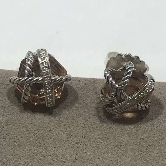 David Yurman Jewelry - David Yurman Morganite Diamond Wrap Earrings